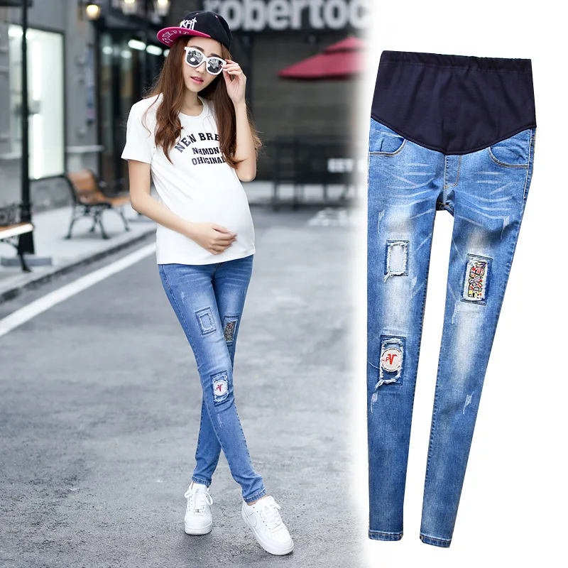 

Pregnant Women Pants New Style Spring And Summer Maternity Jeans Maternity Pants Korean-style Embroidery Pencil Skinny Trousers