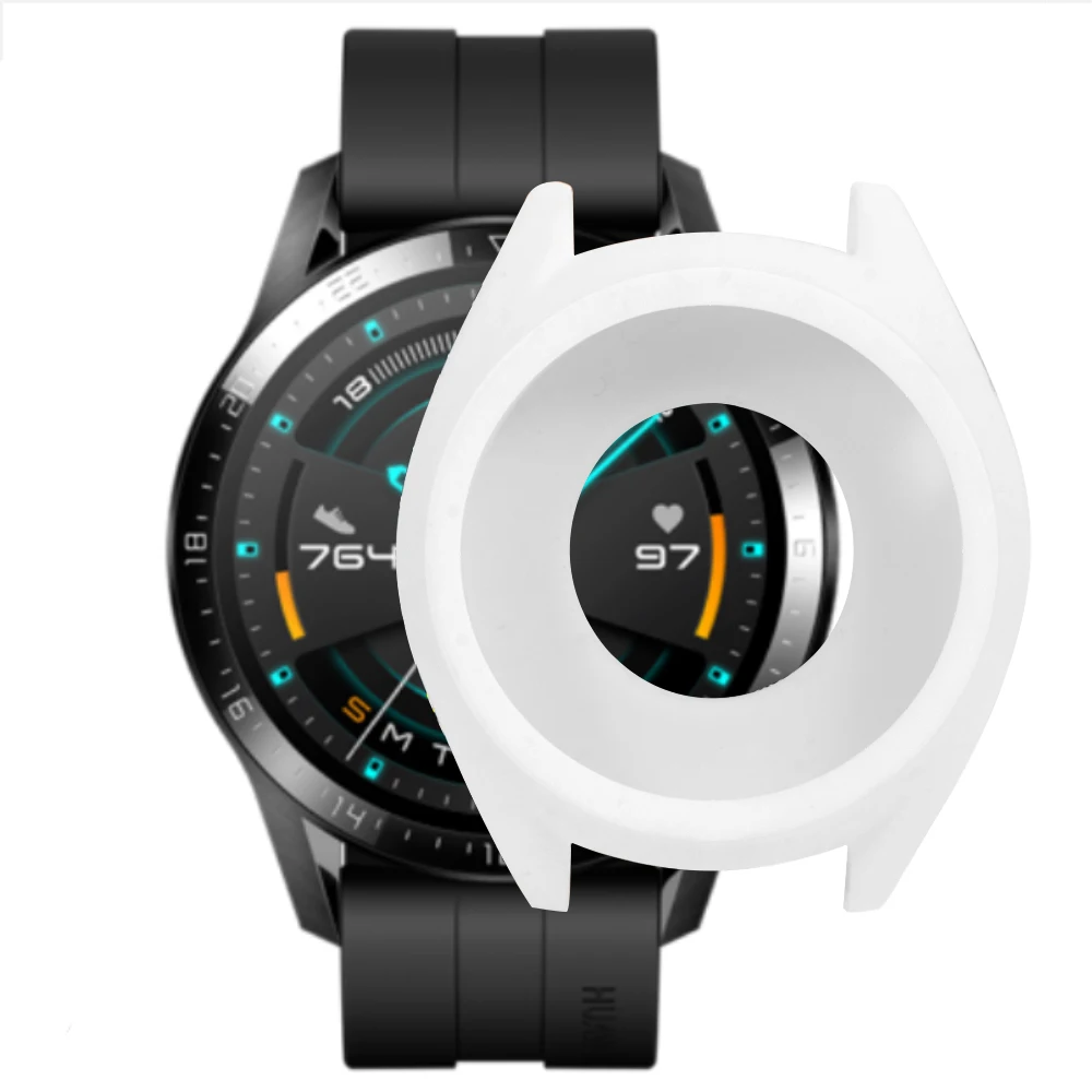 4в1 упаковка для huawei Watch GT2 46 мм ремешок силиконовый Смарт-часы ремешок мягкий ремень с чехол оболочка+ стекло Защита экрана