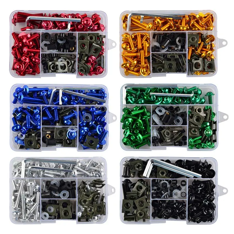 

177Pcs/Set Universal Motorcycle Windshield Screws Fairing Bumpers Panel Bolts Fastener Nuts Kit Motorbike Accessories
