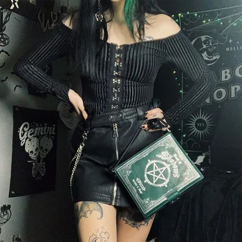 

Rosetic Dark Goth Sexy Perspective Slim Thin T-Shirt Female Bare Shoulder Striped Long-Sleeve Bottoming Shirt Women Female Tops