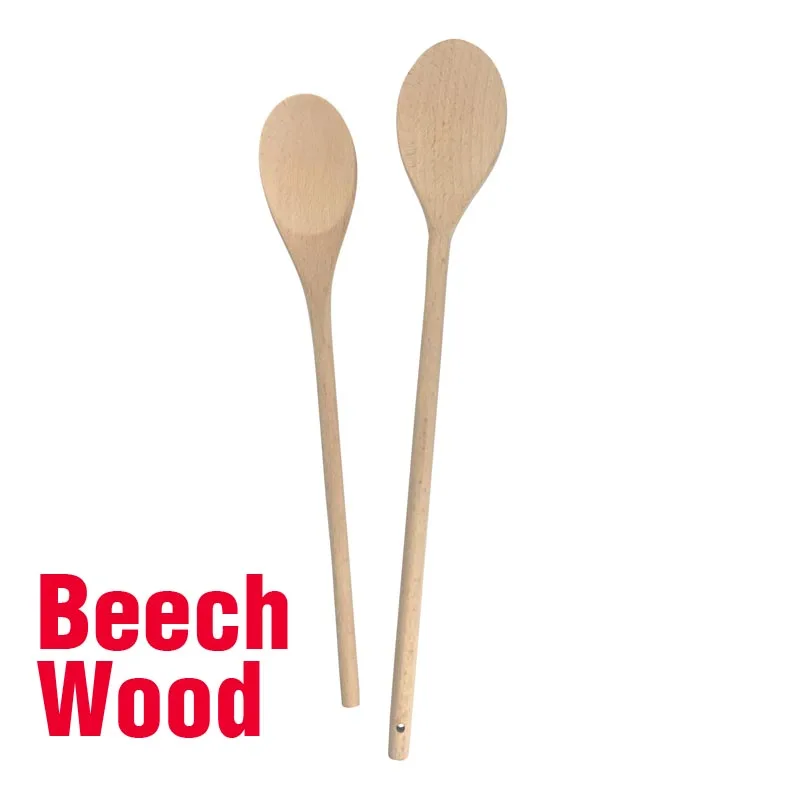 Beech Wood Stirring Spoon Solid Spoon 2PCS Set Cooking Mixing Stirring Kitchen Gadget Wooden Utensil Wooden Cuisine Tools