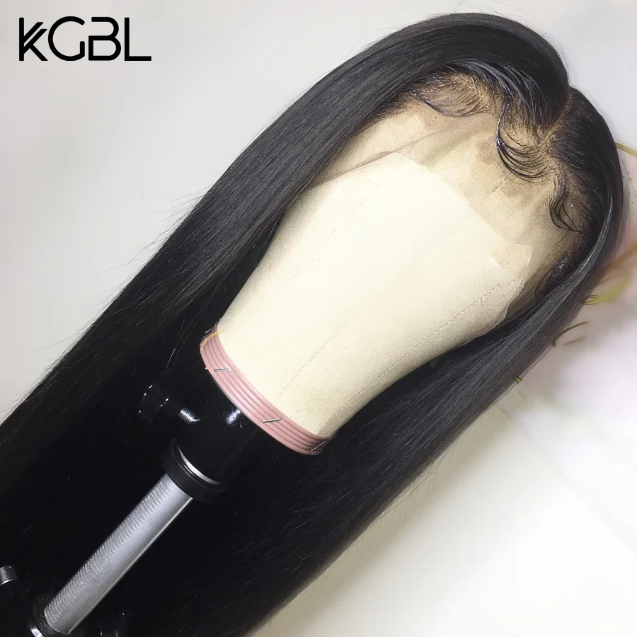 KGBL Straight 13*4 Lace Front Human Hair Wigs Middle Ratio 8”-24" Non-Remy Natural Color Brazilian Hair Wigs Per Plucked