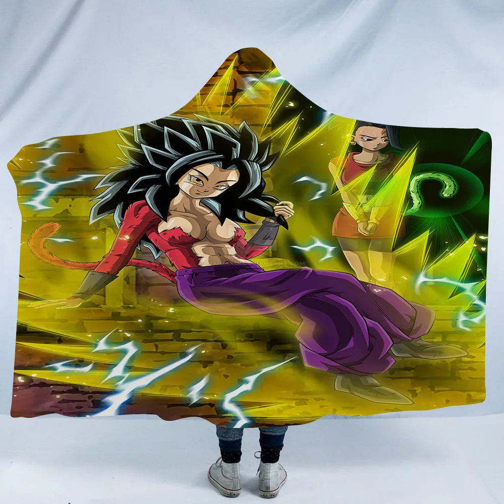 Новое поступление, Флисовое одеяло с капюшоном с 3D принтом Dragon Ball, зимнее теплое Коралловое Флисовое одеяло s для детей и взрослых