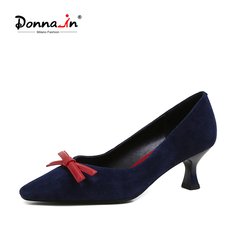 

Donna-in 2020 Butterfly-knot Pointed Toe Women's Pumps New Style High Heel Sexy Stiletto Patent Leather Shallow Female Shoes