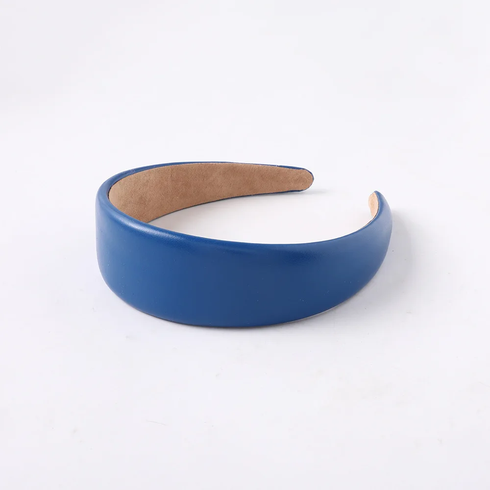 blue New Pu Leather Fashion Hairband Headband Women Hair Head Hoop Bands Accessories For Girls Hairbands Headdress Scrunchy Headwear - Цвет: blue