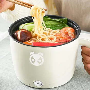 

Multifunction Electric Skillet Non-stick Hotpot Noodles Rice Cooker Egg Steamer Soup Cooking Pot MINI Heater Pan 1.6L