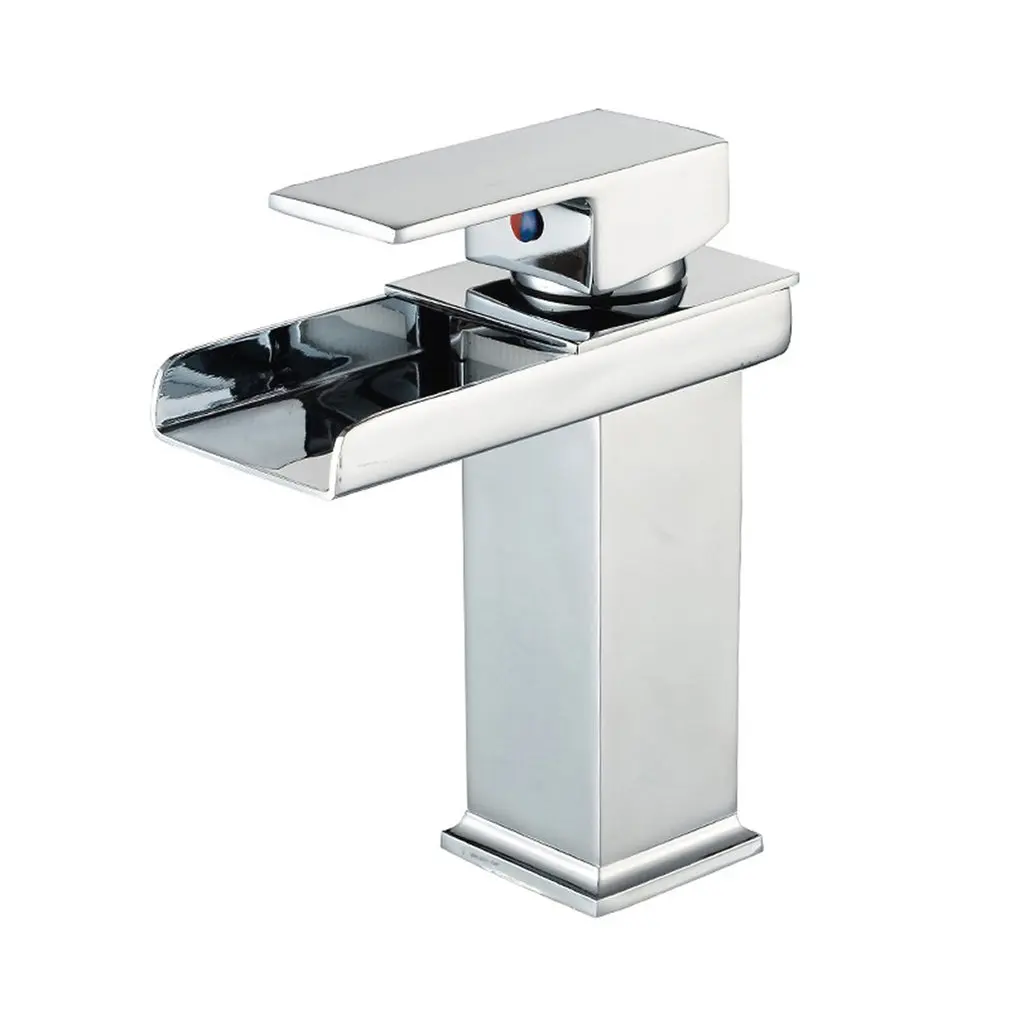 

Made Of Copper The Organization Compact Durable Four Sides Of The Basin Faucet Square Sink Waterfall Faucet Straight Mouth
