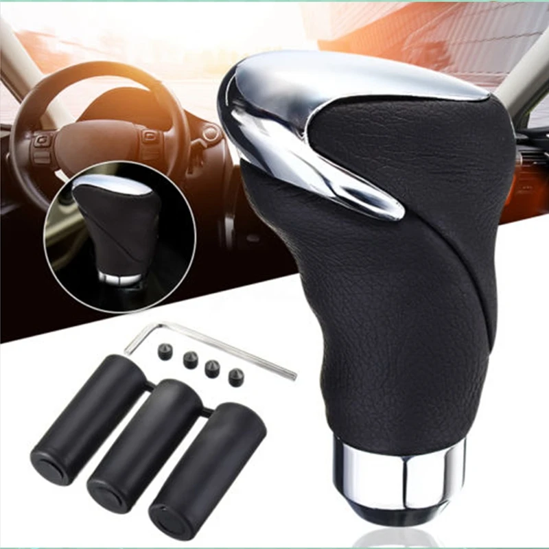 1 Set Leather Manual Automatic Car Gear Shift Knob Shifter Lever Kit