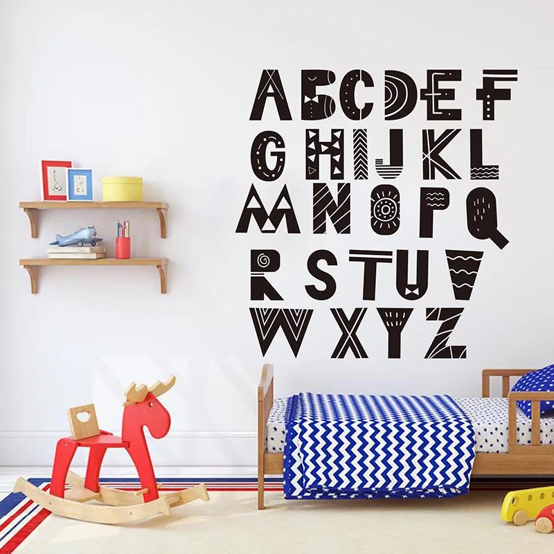 

26 Pcs Scandinavian Alphabet Wall Sticker Baby Nursery Kids Room Cartoon Scandinavian Alphabet Wall Decal Classroom Vinyl