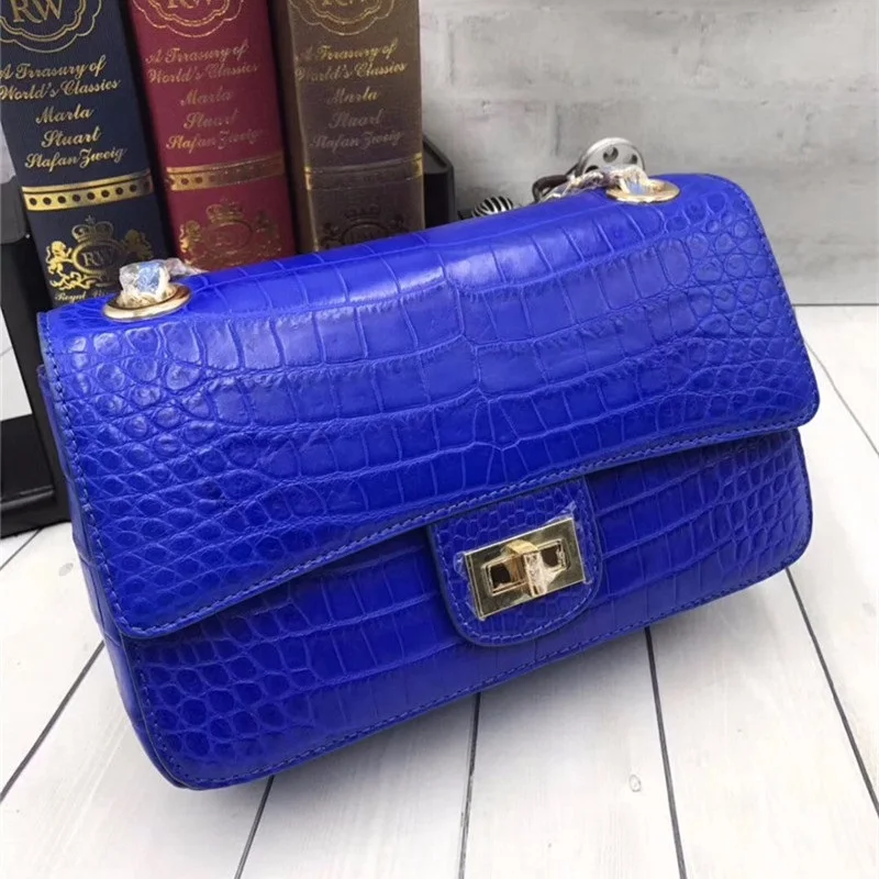 blue crocodile purse