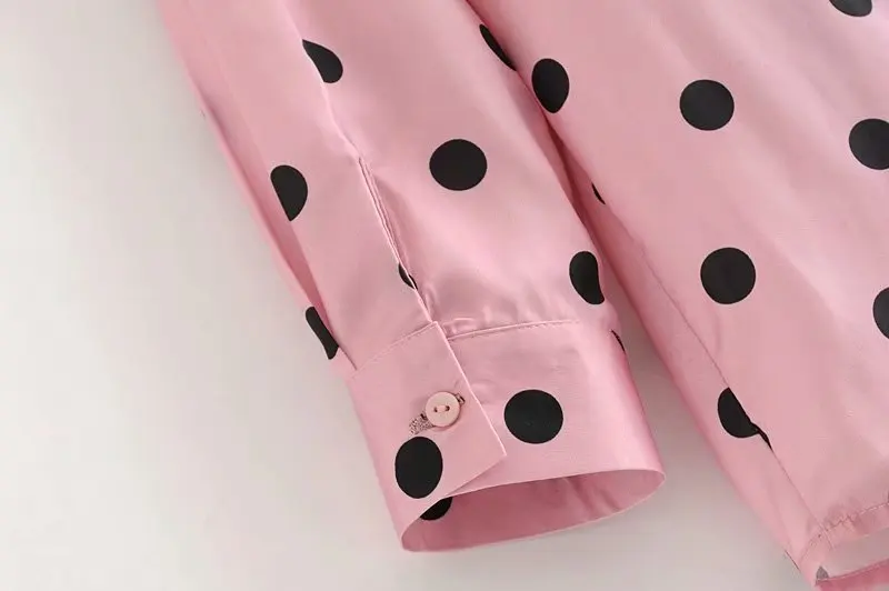  Long Sleeve Shirt Women Loose Blouse Autumn 2019 New Fashion Polka Dot Prints Pink Shirts Blouse Mo