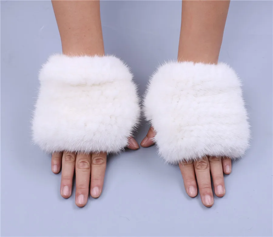 女性のための本物のミンクの毛皮の手袋暖かいミトン高弾性冬