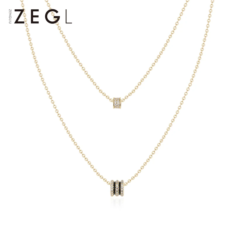 

ZEGL double layer small waist necklace female temperament necklace personalized pendant simple wild layered clavicle chain