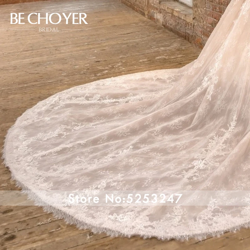 Модное бальное платье с длинным рукавом, свадебное платье BECHOYER N203, роскошное платье с аппликацией из бисера кружевное платье для невесты принцессы, Vestido de Noiva