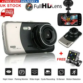 

HD 4 Inch Dual Lens Image 1080P Hidden Wide Angle Driving Recorder Dash Cam Dual Lens Car DVR Camera Support Reversing
