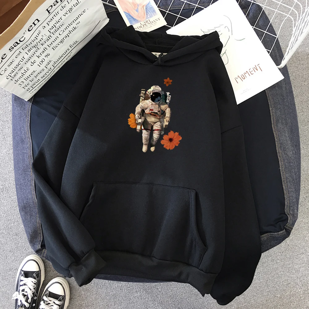 

Womens Winter Tops Astronaut Design Printed Harajuku Hoodie 2020 Streetwear Sweatshirt Women Kawaii Clothes Aesthetics Pink Tops