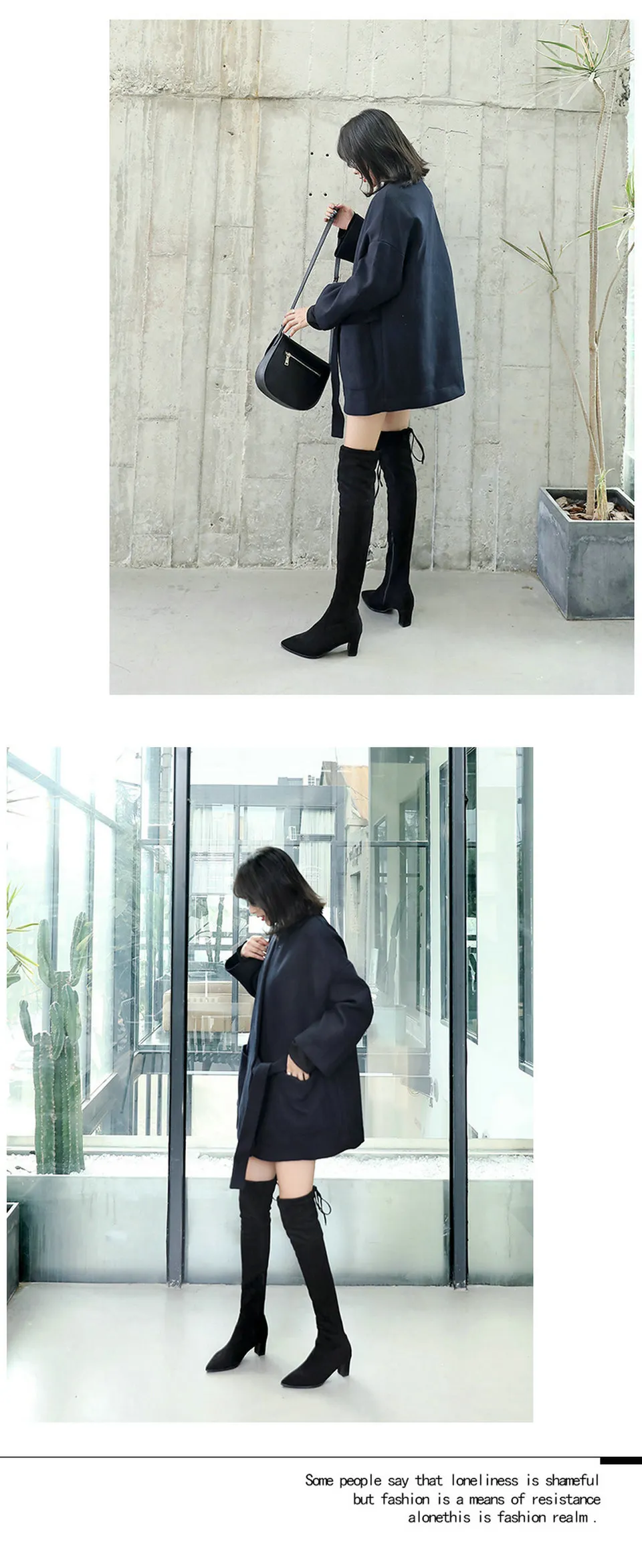 ENMAYER Over The Knee Boots Basic Pointed Toe Slip-On Faux Suede Slim Boots Fashion Winter Thigh High Boots Size 34-43