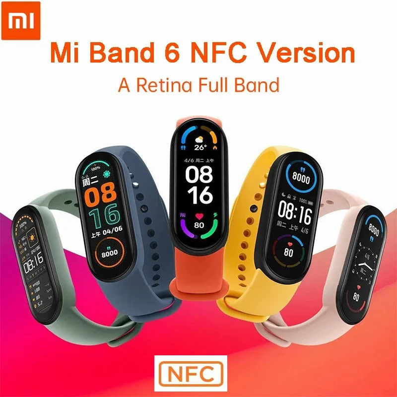 Смарт-браслет Xiaomi Mi Band 6 версия NFC фитнес-трекер датчик уровня кислорода в крови
