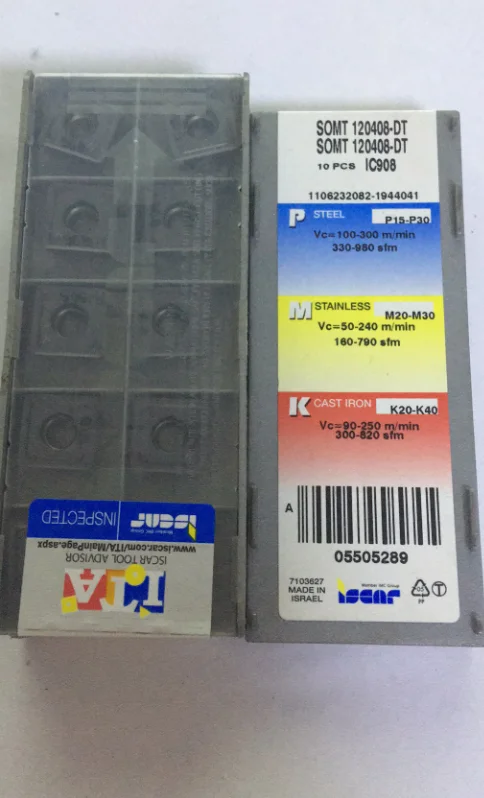 ISCAR 10 шт. карбидные вставки SOMT120408-DT IC908