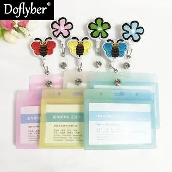 

Cute Bee Flower Retractable Badge Reel Student Nurse Waterproof Exhibition ID Name Card Badge Holder Office Supplies