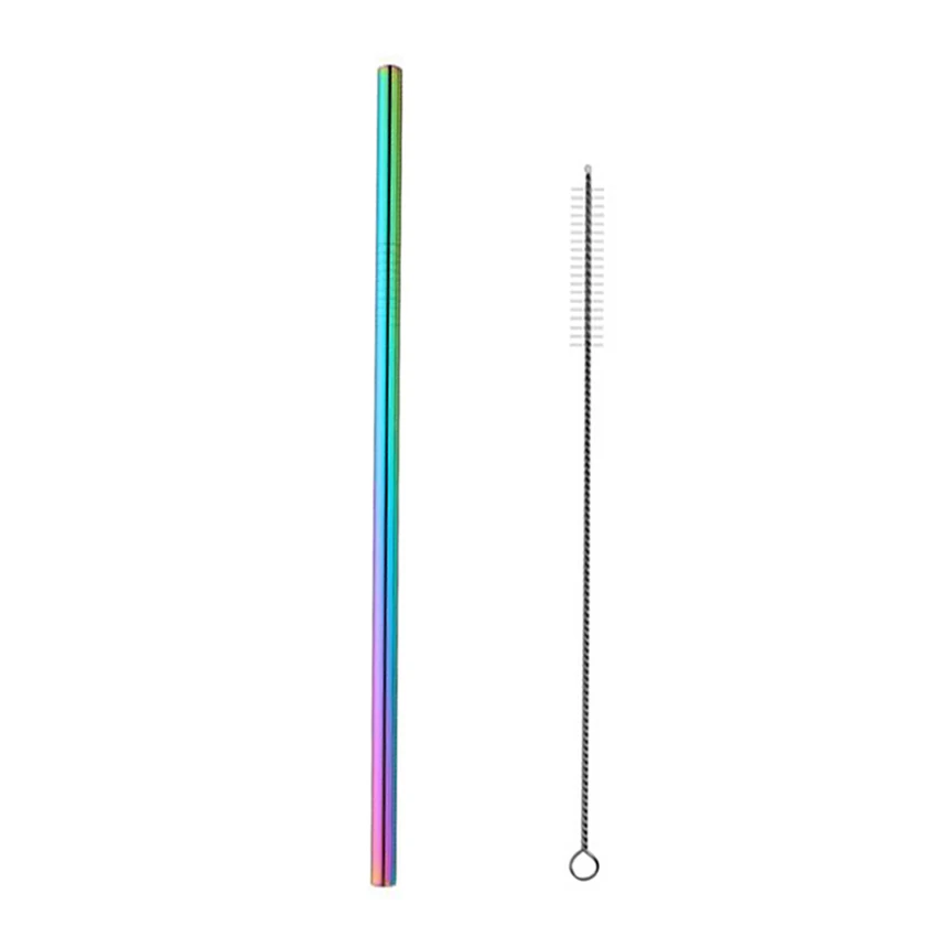 2PCS Rainbow A 4 шт соломинки из нержавеющей стали многоразовые металлические трубочки для питья с чистящей щеткой для смузи молочный коктейль кухонный аксессуар - Цвет: 2PCS Rainbow A