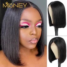 MISNEY Straight Bob Wig Lace Front Human Hair Wigs for Black Women 13x4 Lace Frontal Wig Remy Brazilian Short Wigs Human Hair