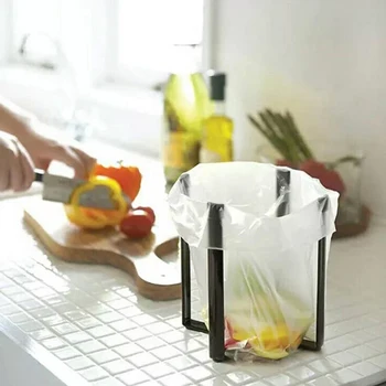

Folding Trash Can Plastic Trash Bag Holder Garbage Bag Rack Home Kitchen Storage Rack