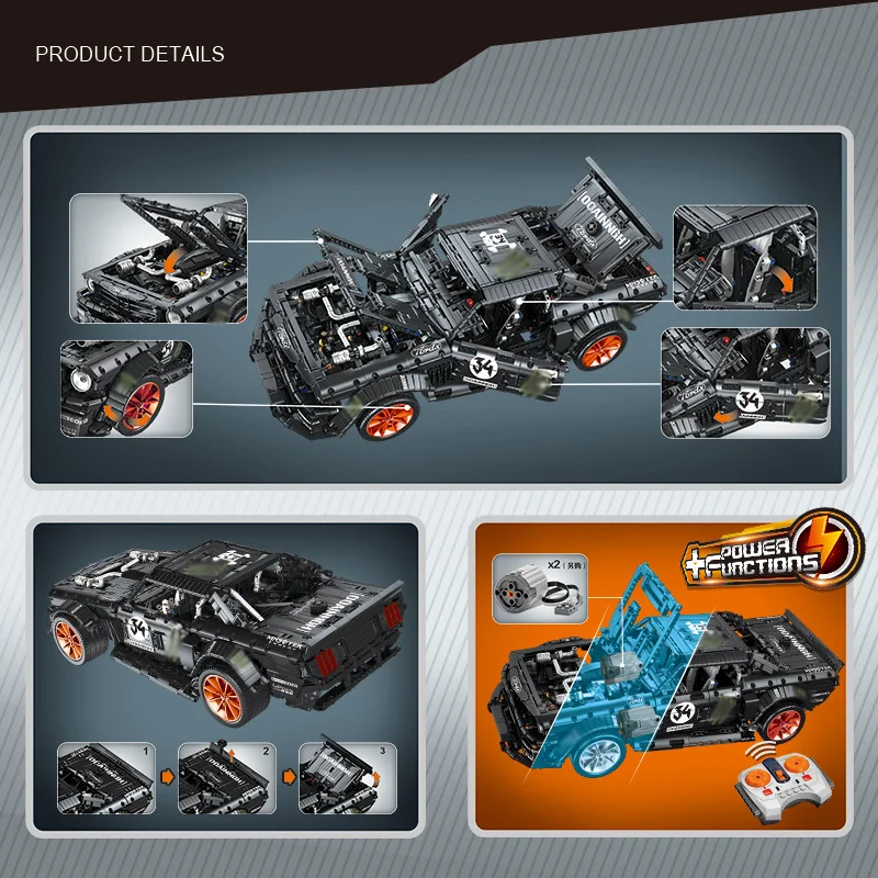 3168 шт RC Forded Mustanged строительный блок Technic пульт дистанционного управления гоночный