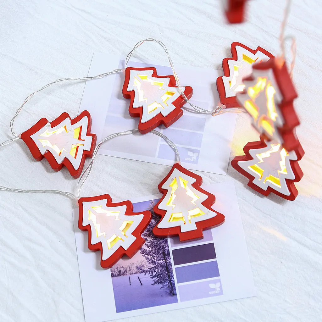 

LED Double-sided Wooden Christmas Tree Lights String Courtyard Room Home Wedding Holiday Party Creative Decorative Lights