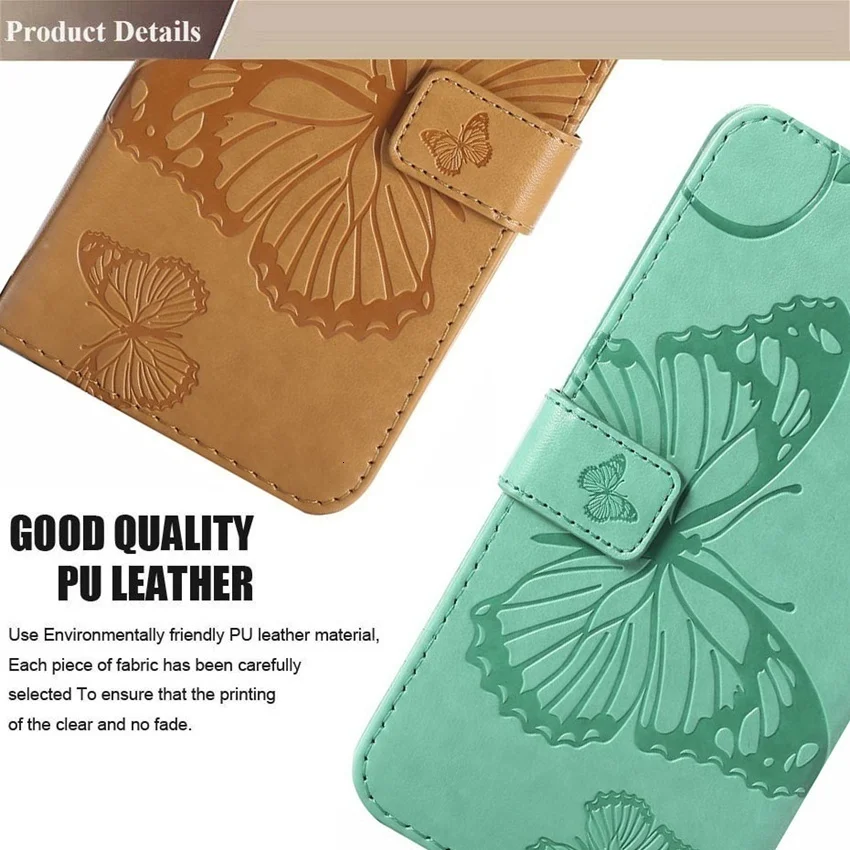 Butterfly Leather Wallet Case For RedMi Note 8 Pro 4X 4A 5A 6 7 8A GO S2 Flip Cover For XiaoMi Mi A1 A2 A3 Mi8 Lite Mi9 F1 Cases cases for xiaomi blue