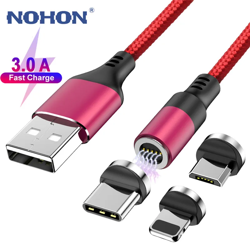 1 м светодиодный магнитный usb-кабель для передачи данных для iPhone Xs Max X XR 8 7 6s 6 Plus 5 5S Быстрая зарядка USB type C Micro кабель для samsung Xiaomi