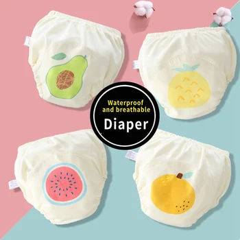 

Baby Training Pants Cloth Diapers Fruits Printed Washable 6 Layers Gauze Breathable Reusable Newborn Diaper Toddler Panties