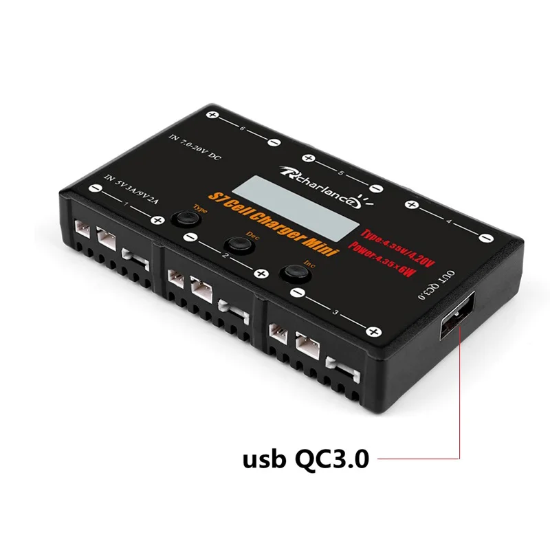 S7 1S зарядное устройство 6 каналов 6x4 35 Вт LiPO LiHV с USB Micro MCX mCPX MOLEX красочный экран для