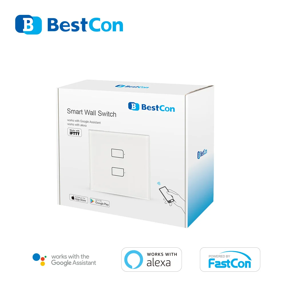 BroadLink Bestcon TC2S EU/UK Wall Touch Switch Universal Remote Controller works with Alexa Google Assistant Smart Home