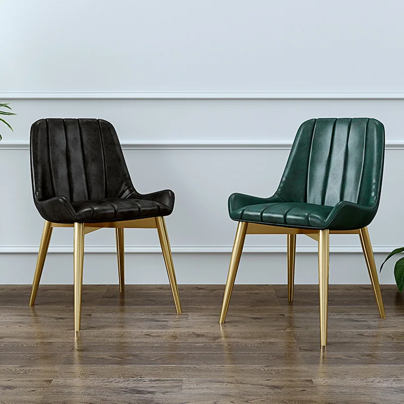 

Nordic modern fashion light luxury restaurant coffee shop back office dining chair domestic iron soft sofa stool