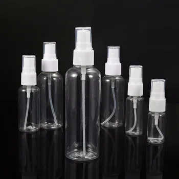 

5pcs Mini Plastic Transparent Small Empty Spray Bottle For Make Up And Skin Care Travel Refillable Bottles 10/20/30/50/60/100ml