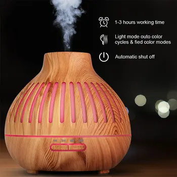 

Humidifier 400ML Wood Grain Stripe 7 LED Mood Lights Remote Control Automatic Shut-down Diffuser