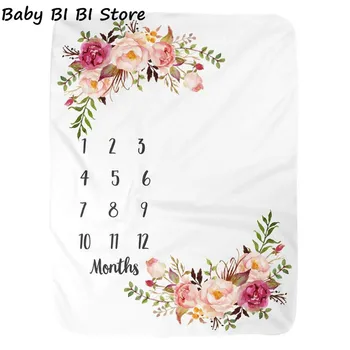 

Baby Kids Wrap Towel Flannel Milestone Blanket Cute Newborn Infants Month Photo Background Cloth