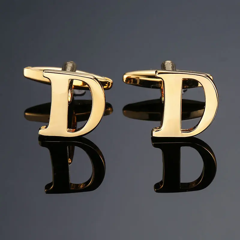 High quality electroplating a-z26 gold letter fashion men's French shirt Cufflinks