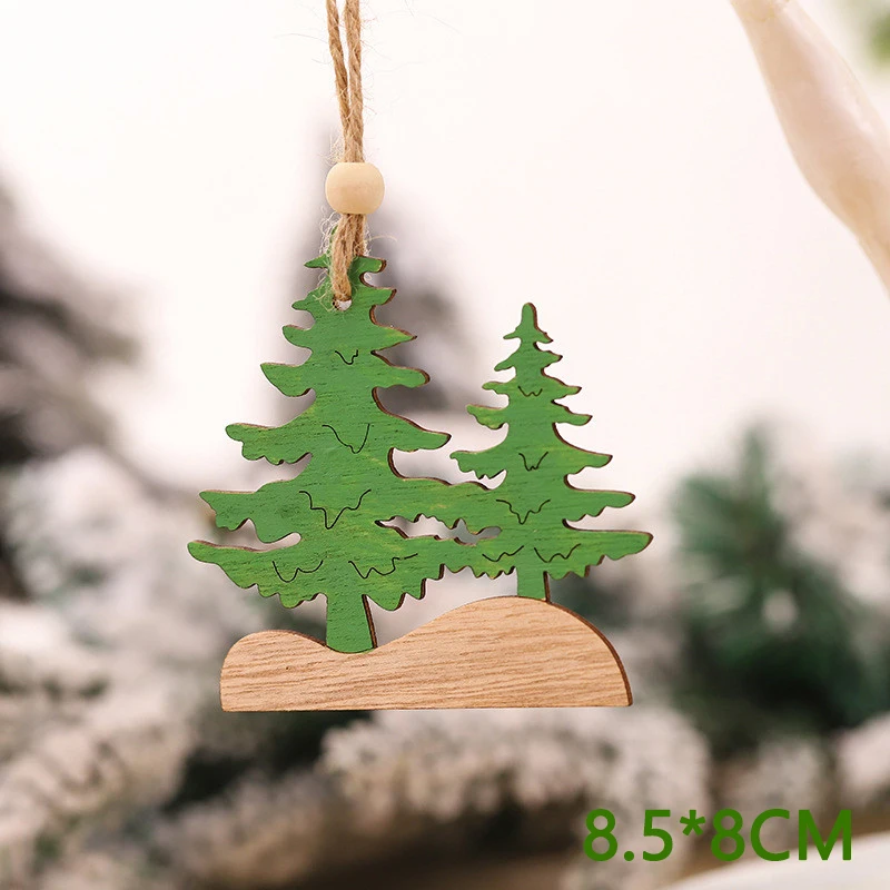 Green christmas tree Рождество зеленая Рождественская елка автомобиль седан очки собака деревянный кулон Орнамент Рождественские Новогодние украшения дома Noel подарки автомобиль - Цвет: Green christmas tree