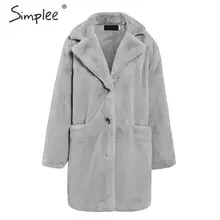 Simplee Искусственный мех пальто женщин Толстая осень-зима меховая куртка женские плюшевые пальто Повседневная уличная одежда женская верхняя одежда пальто