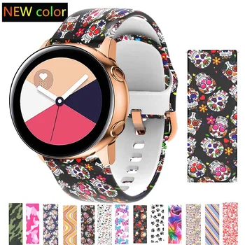 

20mm strap for Samsung Galaxy Active Watch Band Soft Silicone Flower Printing Sport Soft belt Flower Printing Bracelet Strap