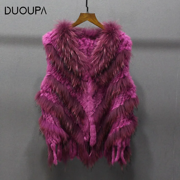 DUOUPA/ осенне-зимний модный меховой жилет из кроличьего меха, саржевое плетение, меховой жилет, трендовый женский меховой жилет, одежда