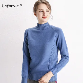 

Lafarvie Turtleneck Knitted Sweater Women Tops Autumn Winter Full Thick Pullover Female Warm Loose Knitting Jumper 6 Colors S-XL