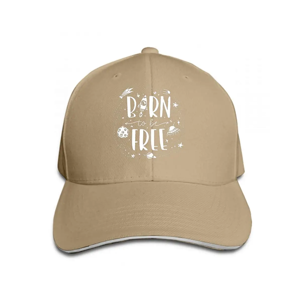 Ковбойские бейсболки унисекс в стиле водителя грузовика космическая тема каракули слоган Born to be песочный цвет