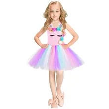 Модное детское платье для девочек, разноцветный тюль, Радужное платье-пачка принцессы для маленьких девочек, наряды, Vestidos Infantil