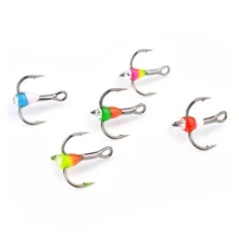 5PCS Winter Ice Fishing Treble Hook High Carbon Steel Fishing Tackle Tools Random Color