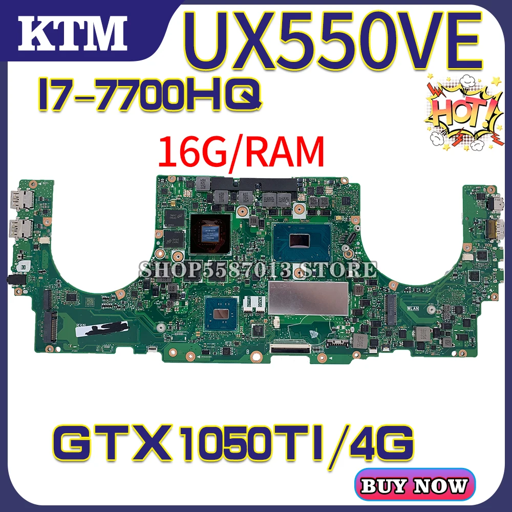 

ux550V for ASUS ZenBook Pro UX550 UX550VD UX550VE UX550VW laptop motherboard mainboard test OK I7-7700H cpu GTX1050TI/4G 16GB