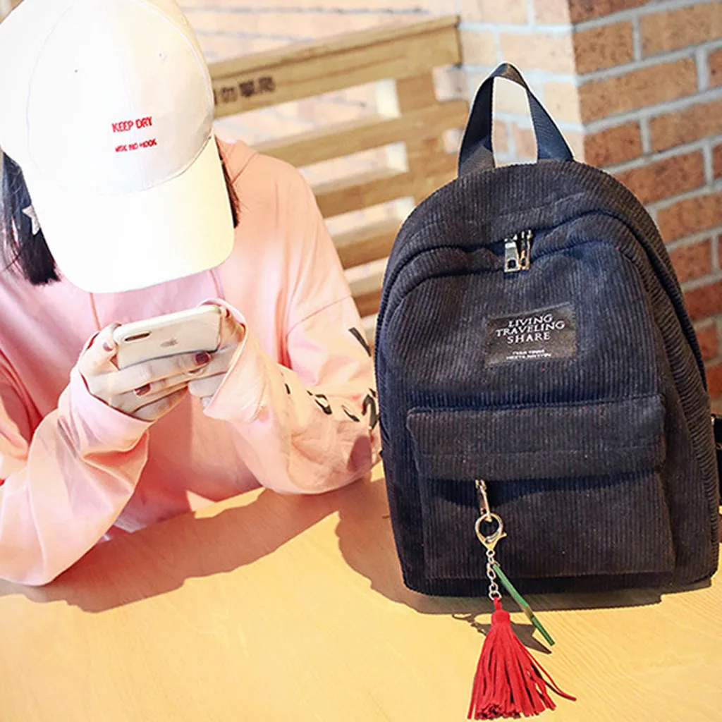 Модная женская мини простая Вельветовая сумка в стиле кампуса, однотонная, вместительная, двойная сумка на плечо