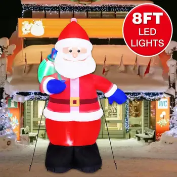 

8FT Inflatable Santa Claus Snowman Dolls LED Night Light Holiday Party Outdoor Garden New Year Christmas Decor Kids Toys Gifts